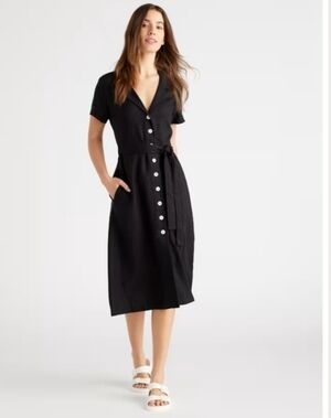 Quince Midi Full Button Dress Sz L NWT